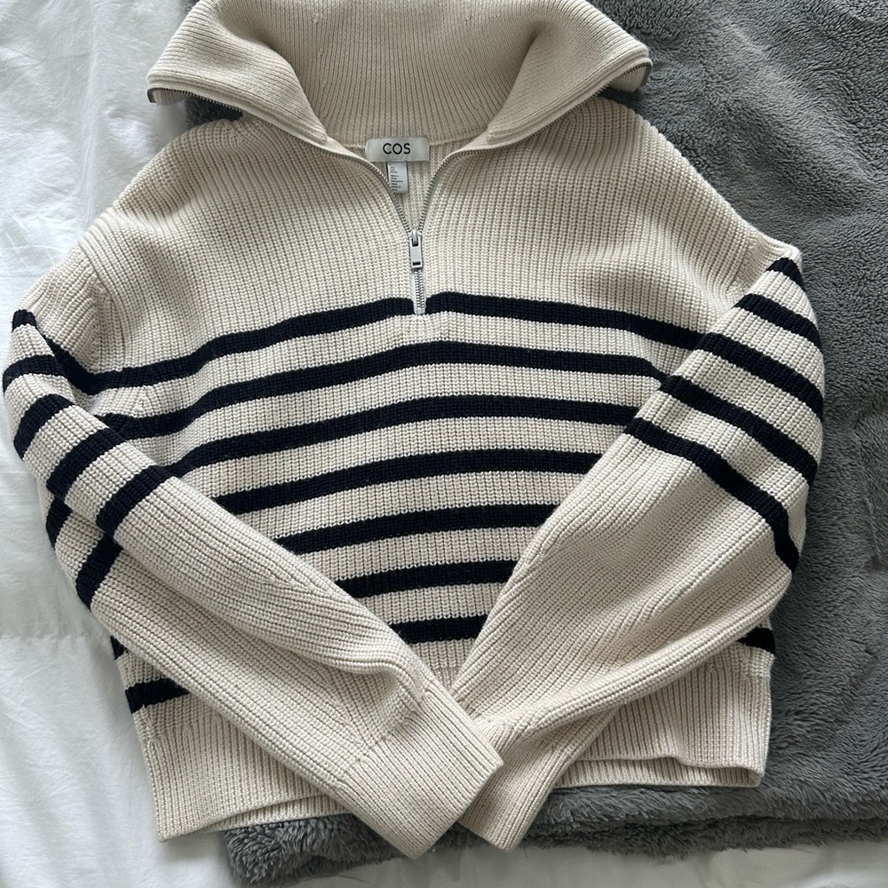 COS Striped Half Zip Sweater